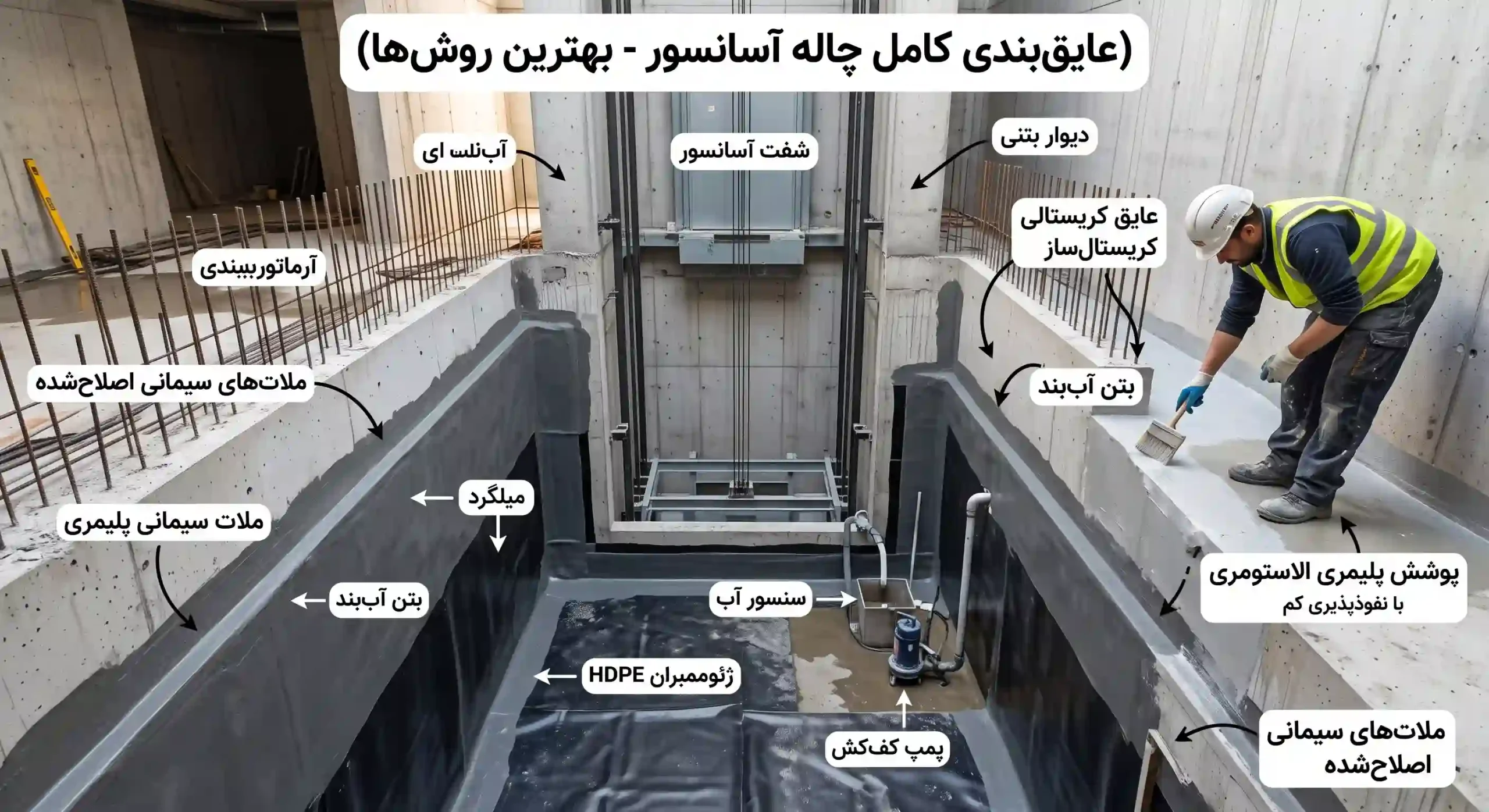  عایقکاری چاله آسانسور